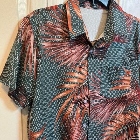 SHEIN Mens Plant Print Button Up Shirt Size Medium - Picture 4 of 7